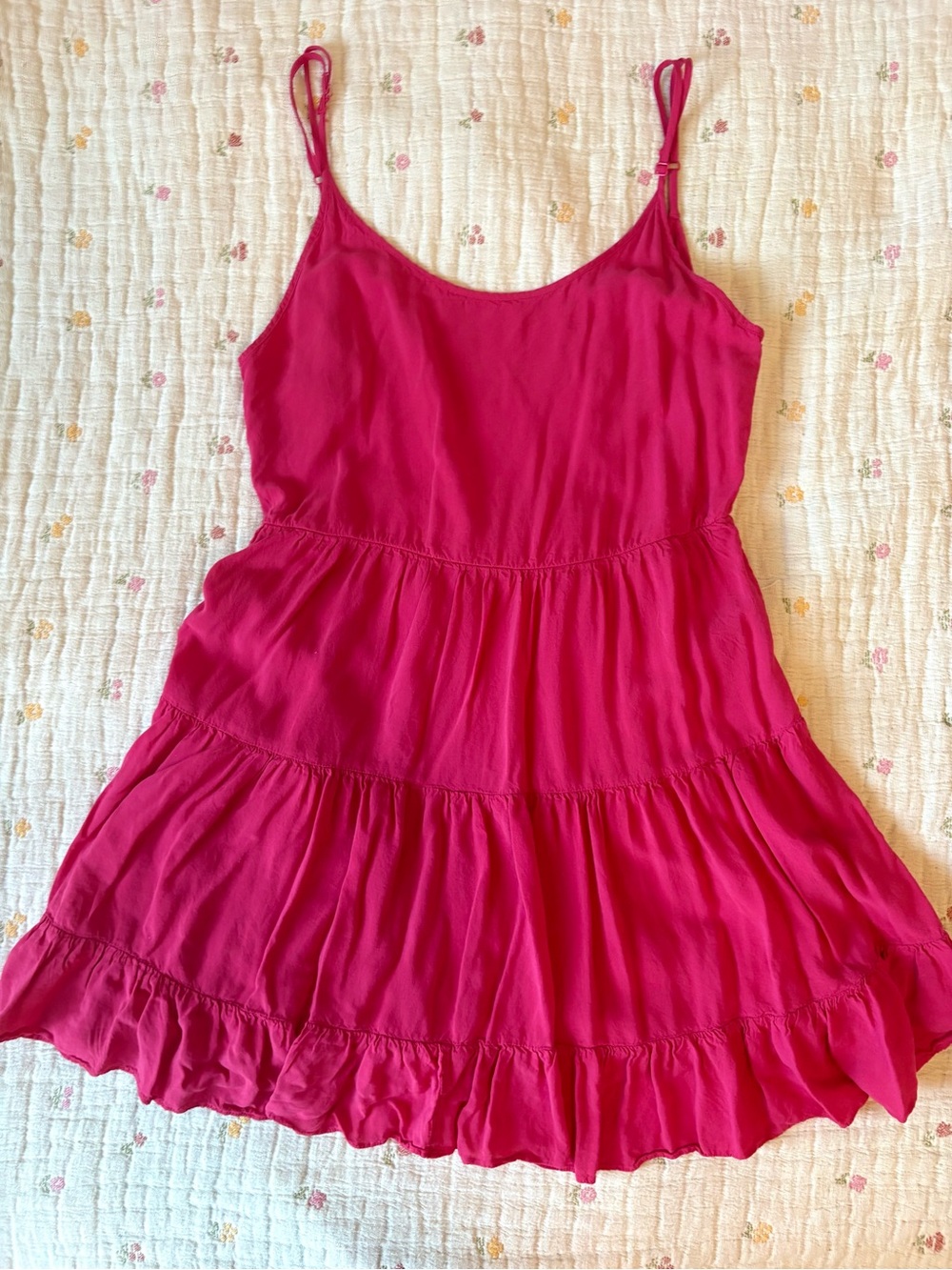Hot Pink Tiered Summer Backless Cutout Sundress